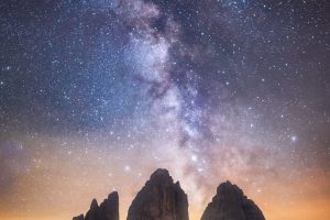 The Milky Way over Tre Cime